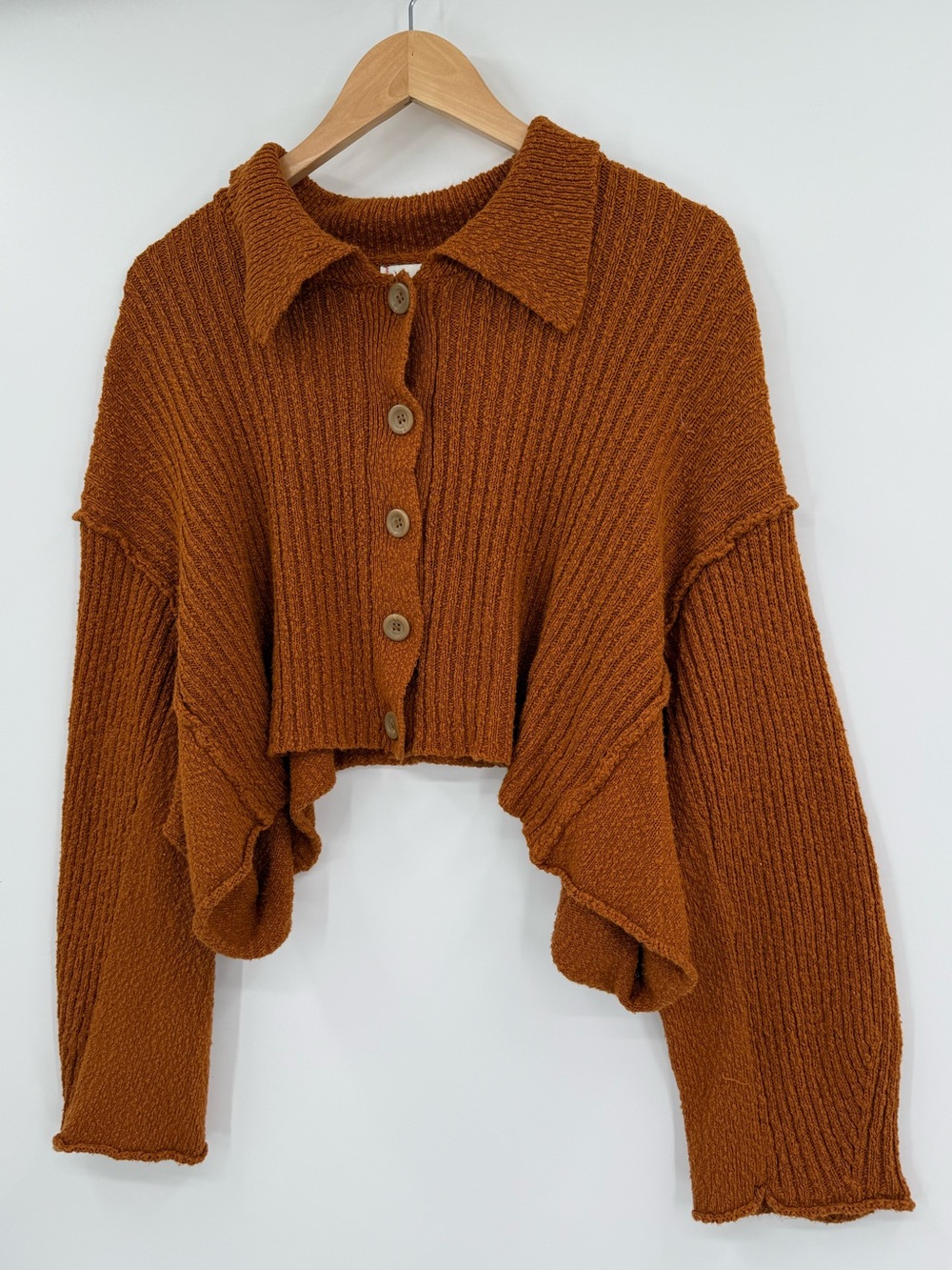 BDG Urban Outfitters Aubrey Cropped Cardigan | Rust | Medium